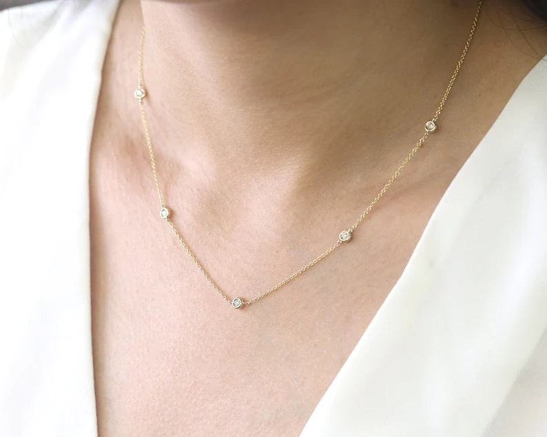 14K 0.10CT DIAMOND BY THE YARD NECKLACE