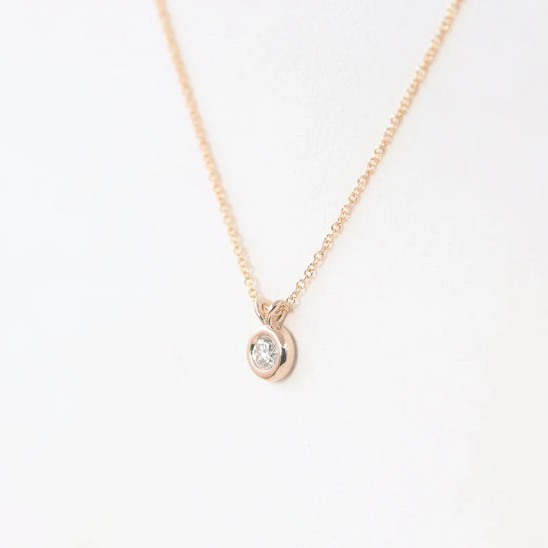 14K 0.10CT DIAMOND BEZEL SLIDING NECKLACE