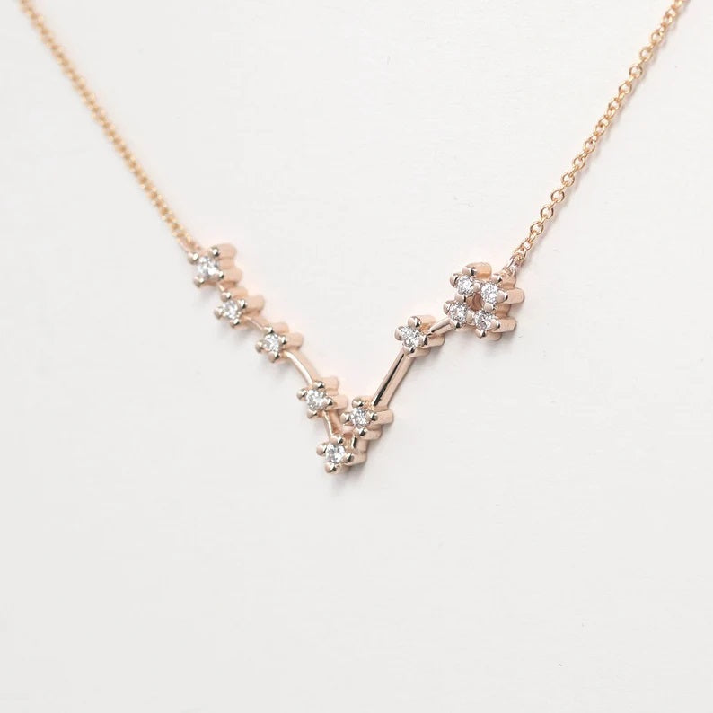 14K DIAMOND PISCES ZODIAC SIGN NECKLACE