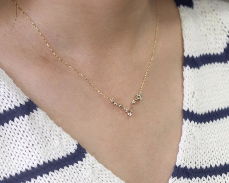 14K DIAMOND PISCES ZODIAC SIGN NECKLACE