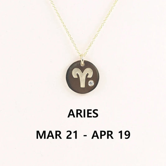 14K 1 DIAMOND ARIES ZODIAC SIGN NECKLACE