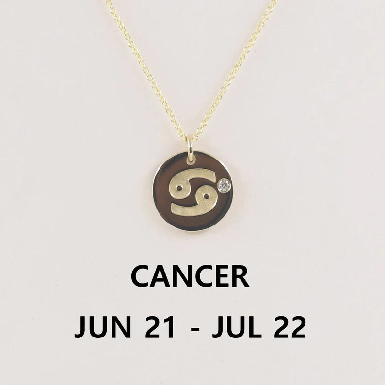 14K 1 DIAMOND CANCER ZODIAC SIGN NECKLACE