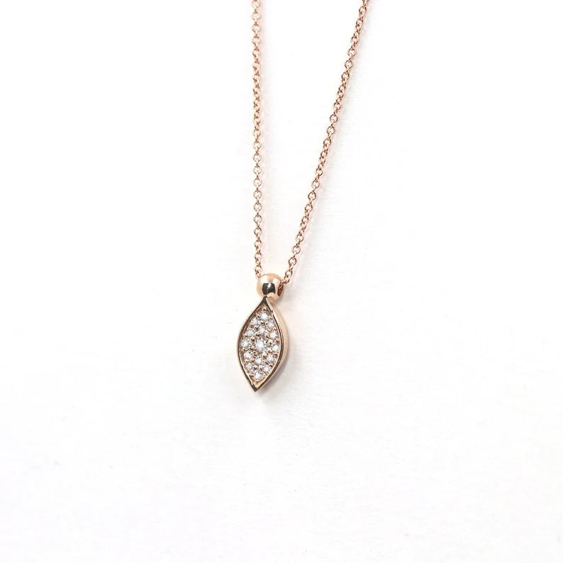 14K DIAMOND LEAF NECKLACE