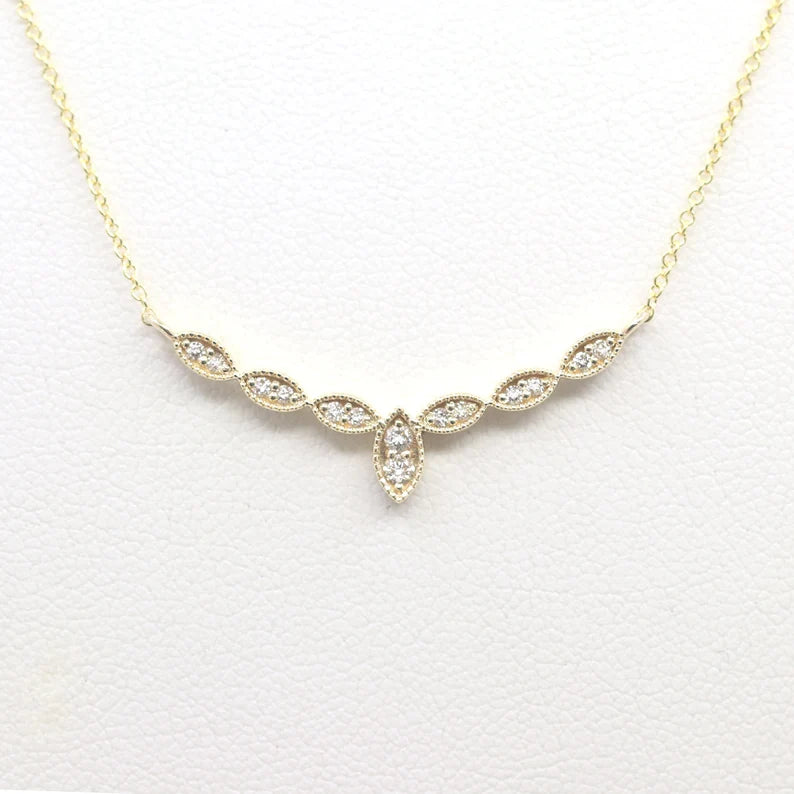 14K DIAMOND MARQUISE ART DECO NECKLACE