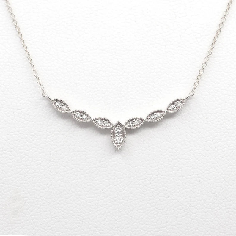 14K DIAMOND MARQUISE ART DECO NECKLACE