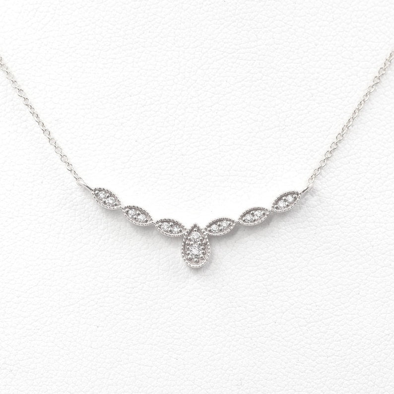 14K DIAMOND PEAR ART DECO NECKLACE