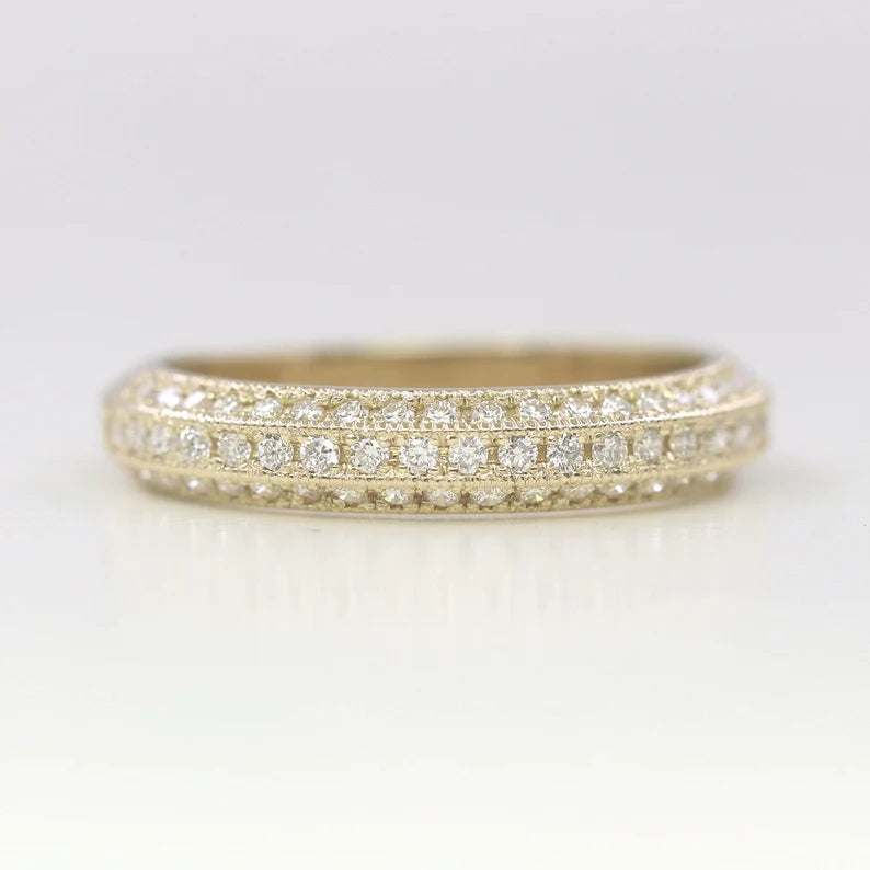 14K 0.48CT DIAMOND 3 ROW BAND