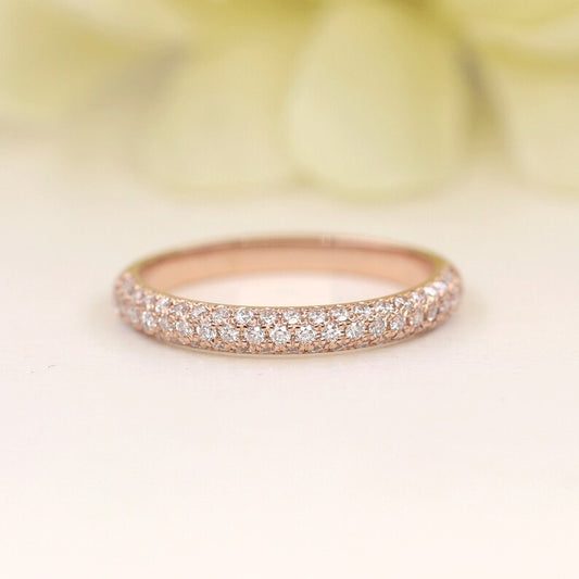 14K 0.45CT DIAMOND 3 ROW BAND