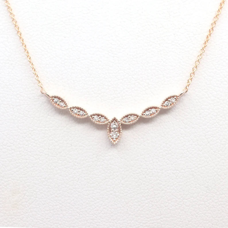 14K DIAMOND MARQUISE ART DECO NECKLACE