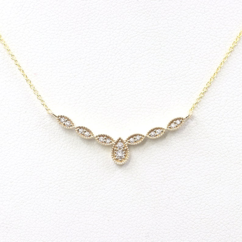 14K DIAMOND PEAR ART DECO NECKLACE