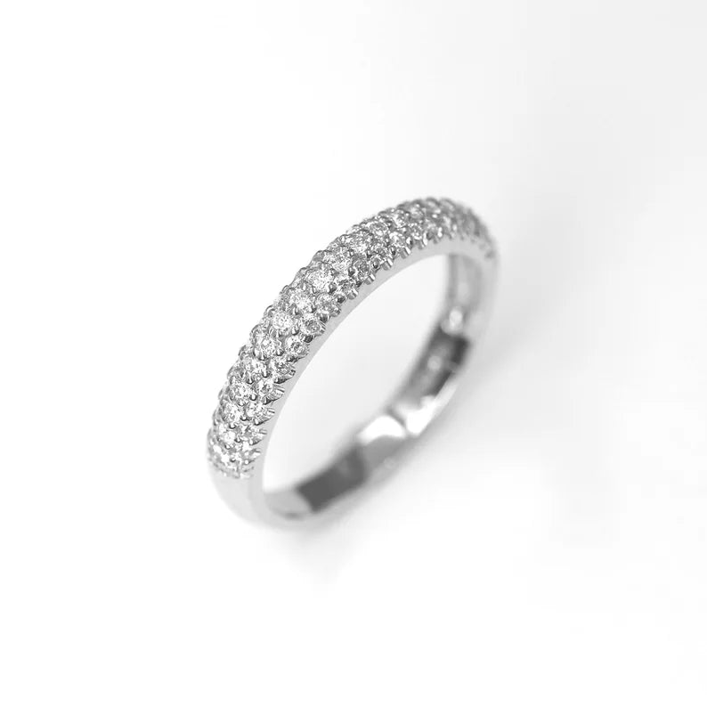 14K 0.45CT DIAMOND 3 ROW BAND