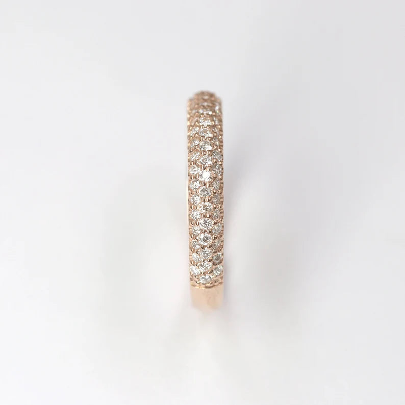 14K 0.45CT DIAMOND 3 ROW BAND