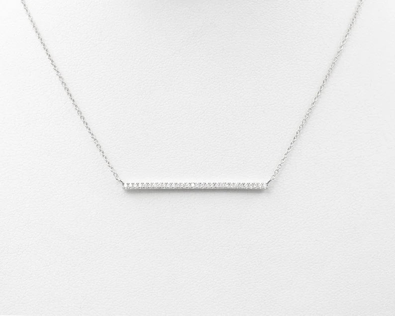 14K DIAMOND 1.5" BAR NECKLACE