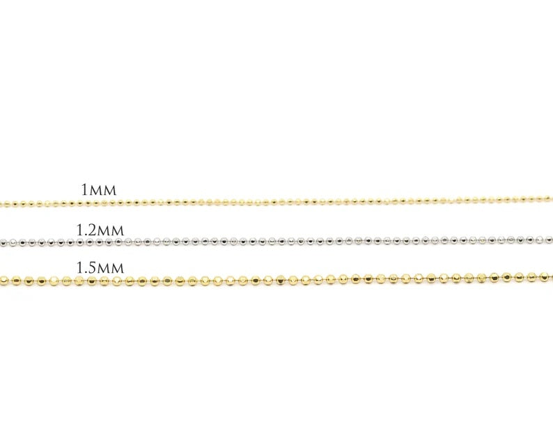 14K 1MM DIAMOND CUT BEADED CHAIN NECKLACE