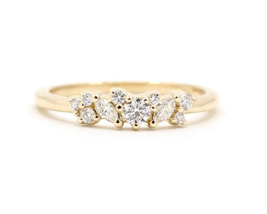 14K 0.34CT DIAMOND CLUSTER BAND