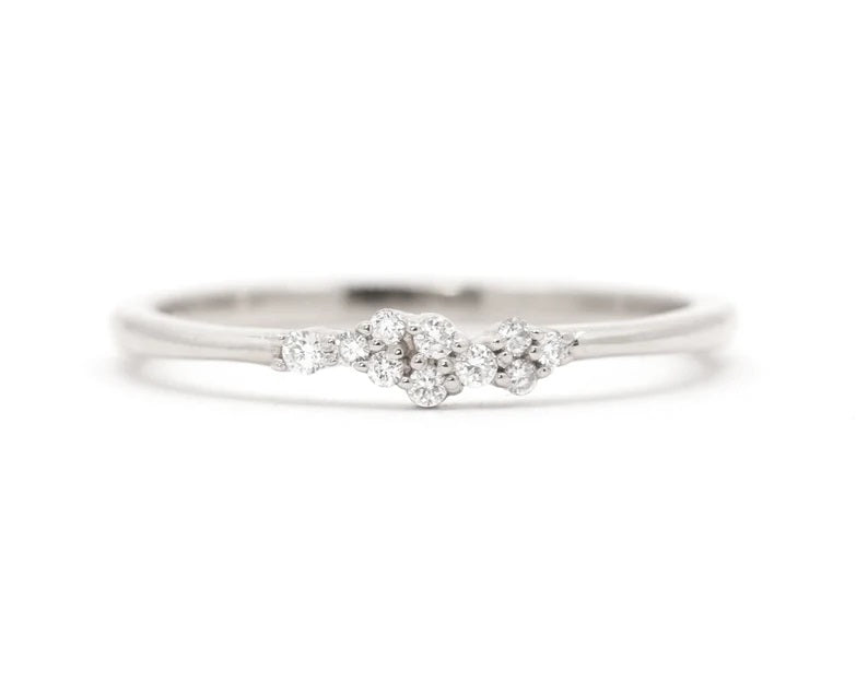 14K 0.08CT DIAMOND CLUSTER BAND