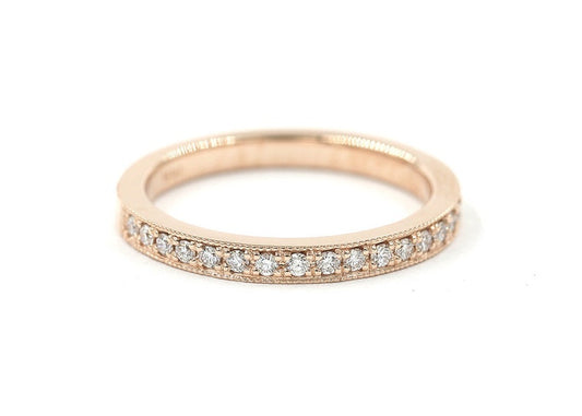 14K 0.20CT DIAMOND MILGRAIN HALF ETERNITY BAND