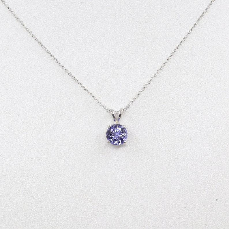 14K 1.3CT TANZANITE SOLITAIRE NECKLACE