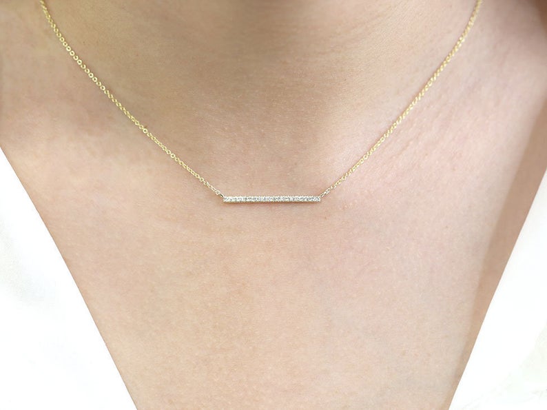 14K 20 DIAMOND BAR NECKLACE