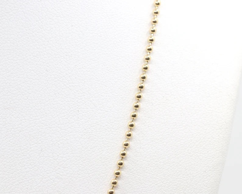 14K 2MM BEADED CHAIN NECKLACE