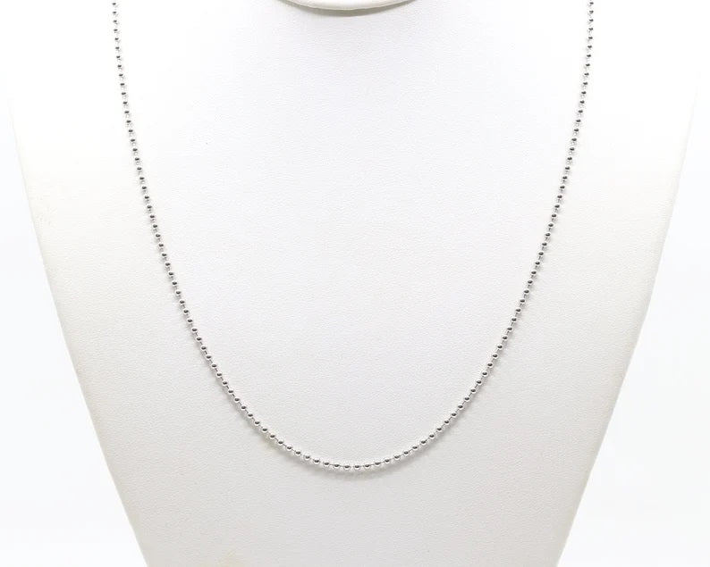 14K 2MM BEADED CHAIN NECKLACE