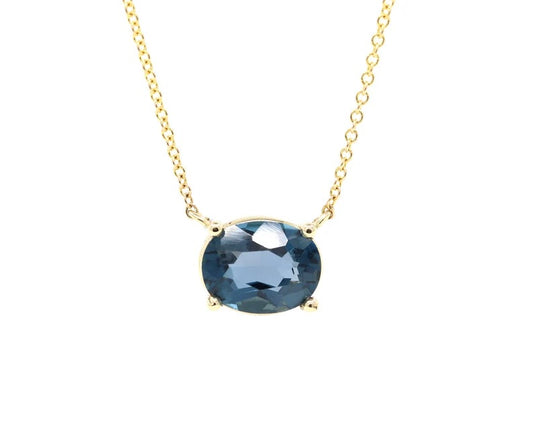 14K LONDON BLUE TOPAZ SOLITAIRE NECKLACE