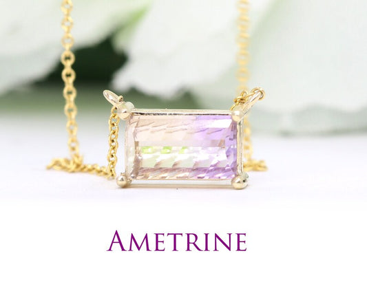 14K AMETRINE SOLITAIRE NECKLACE