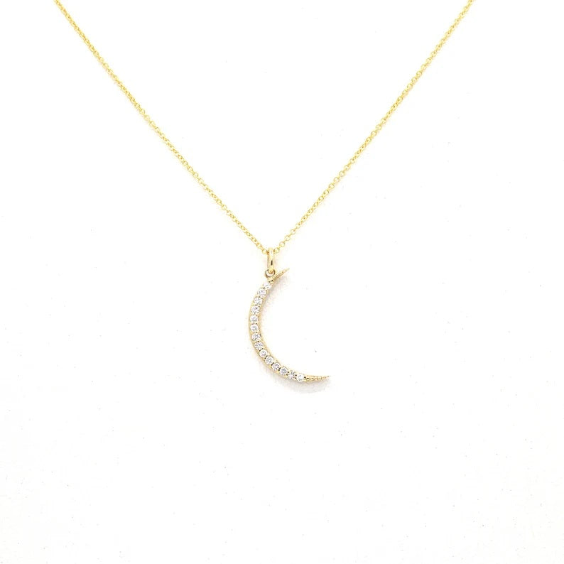 14K DIAMOND MOON NECKALCE