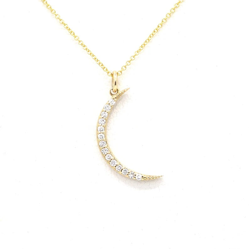 14K DIAMOND MOON NECKALCE