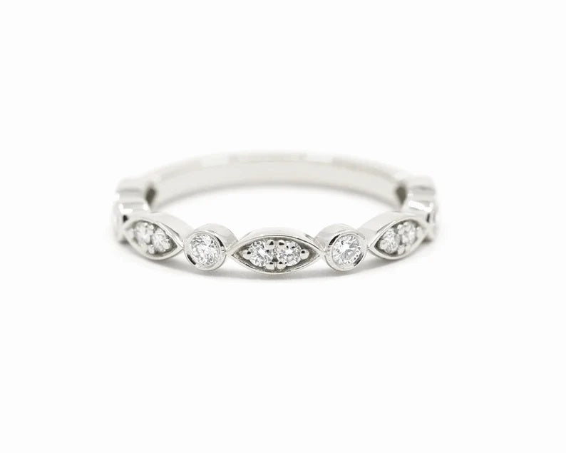 14K 0.32CT DIAMOND ART DECO BAND