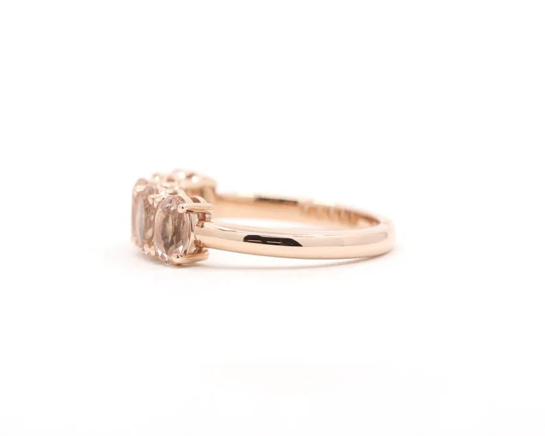 14K 5 OVAL PEACHY MORGANITE BAND