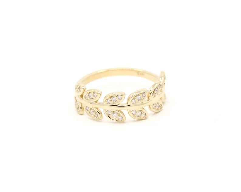 14K 0.22CT DIAMOND LEAF BAND