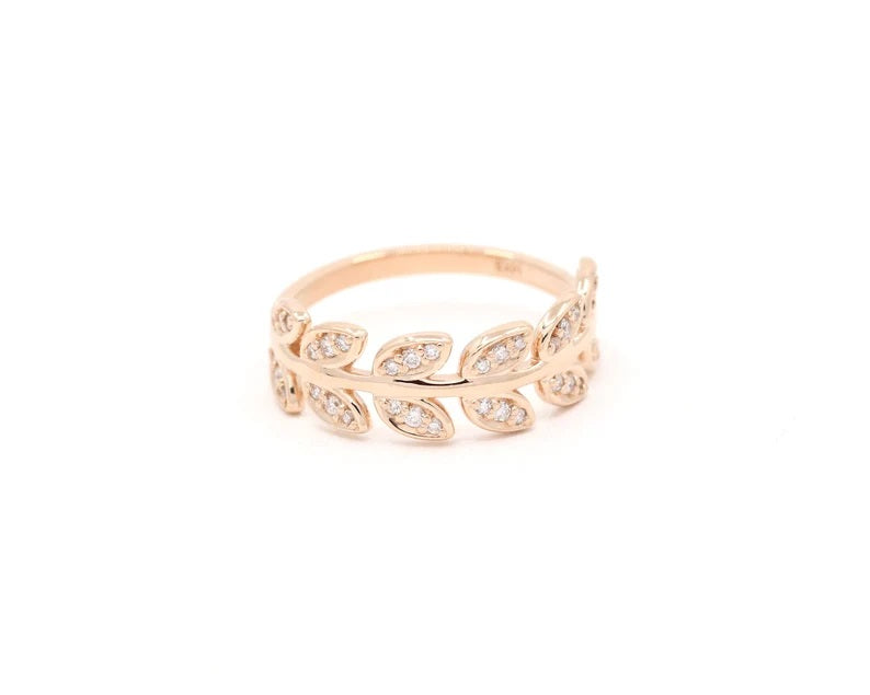 14K 0.22CT DIAMOND LEAF BAND