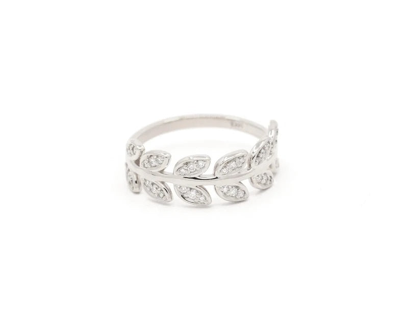 14K 0.22CT DIAMOND LEAF BAND