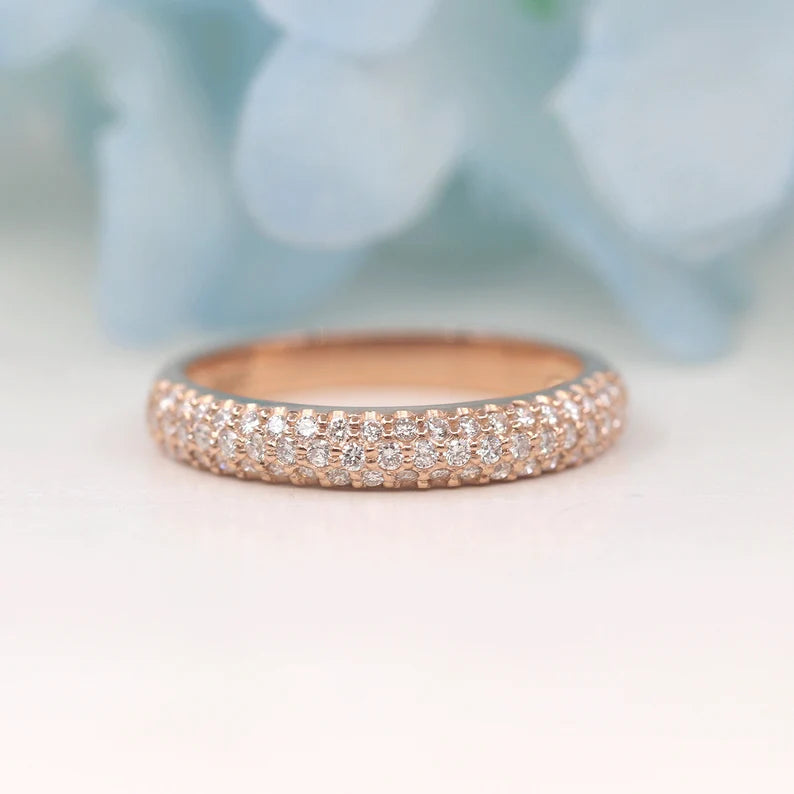 14K 0.45CT DIAMOND 3 ROW BAND