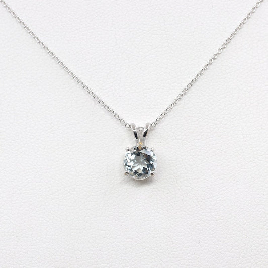 14K 1.3CT AQUAMARINE SOLITAIRE NECKLACE