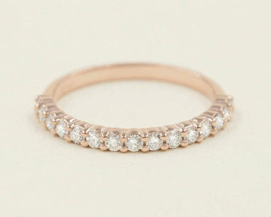 14K 0.32CT DIAMOND HALF ETERNITY BAND