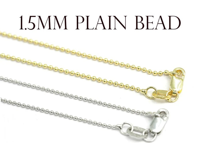 14K 1.5MM BEADED CHAIN NECKLACE