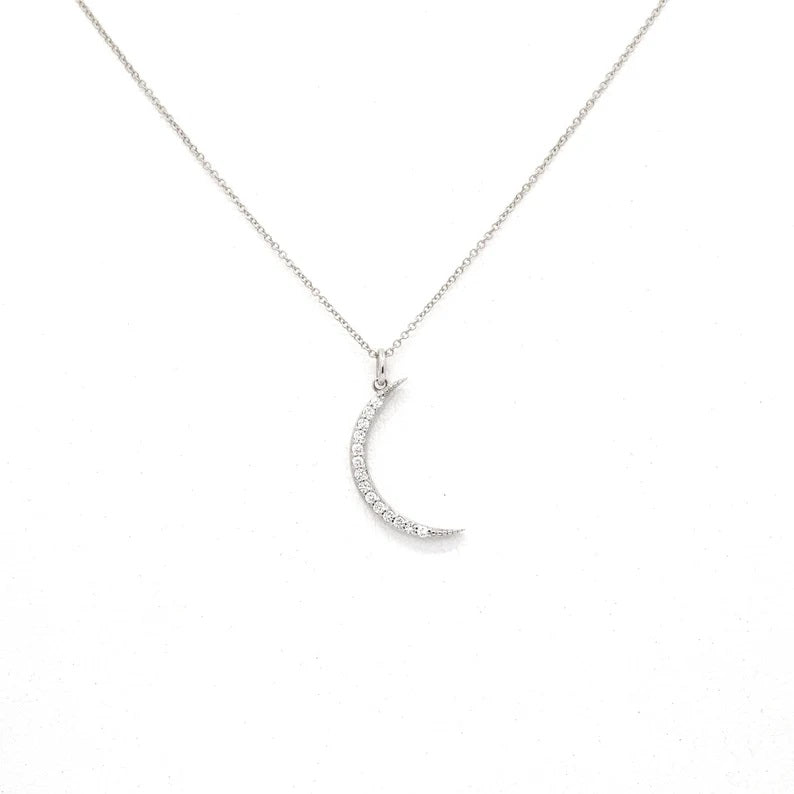 14K DIAMOND MOON NECKALCE