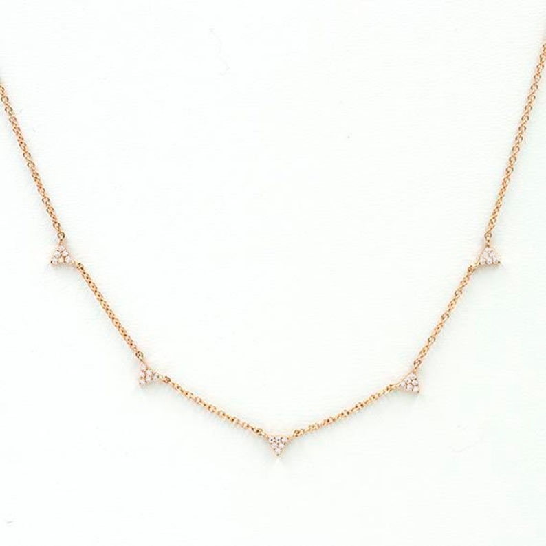 14K 5 DIAMOND TRIANGLE NECKLACE