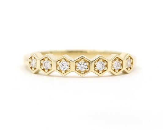 14K DIAMOND HEXAGON BAND