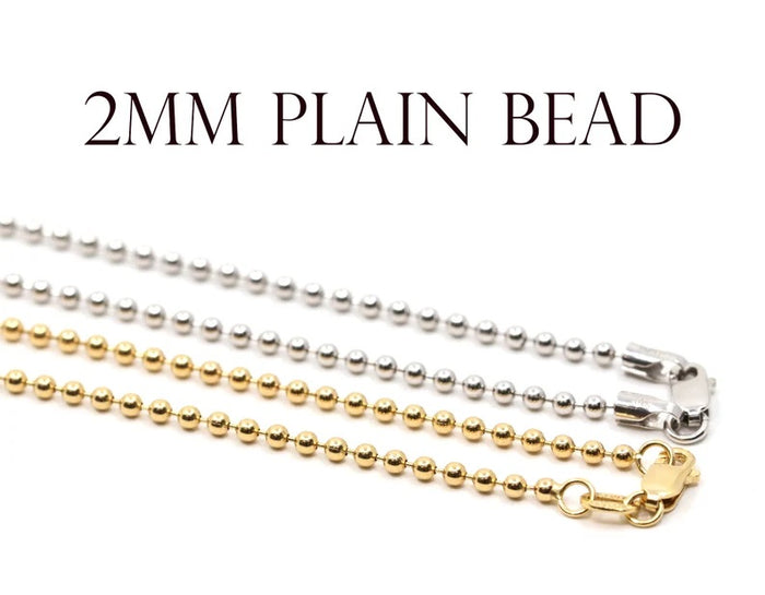 14K 2MM BEADED CHAIN NECKLACE
