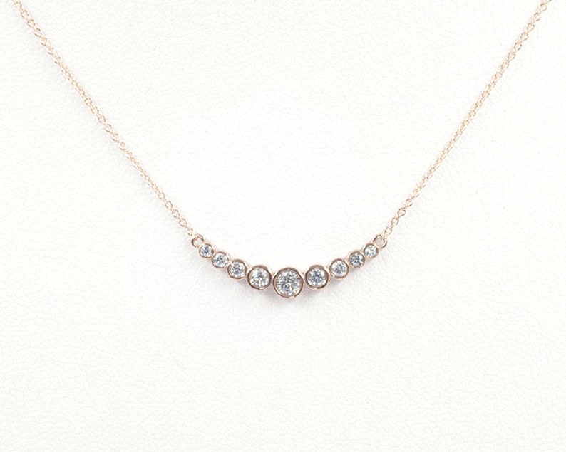 14K 0.35CT DIAMOND BEZEL CURVED BAR NECKLACE