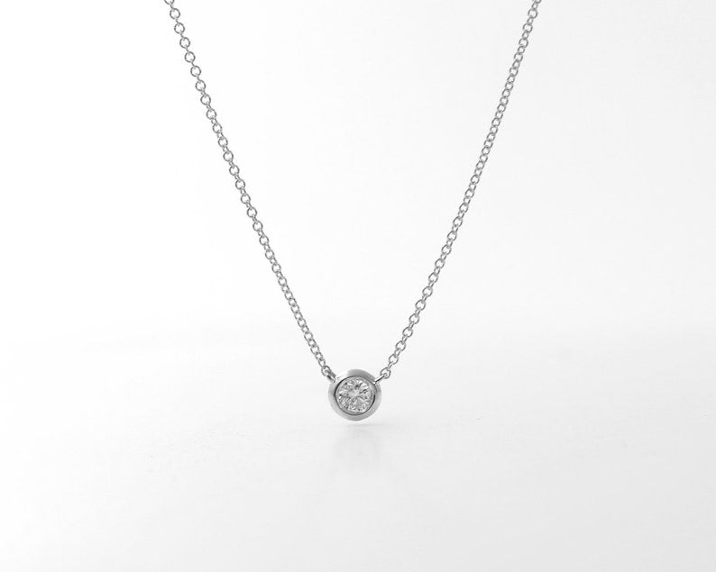 14K 0.08CT DIAMOND BEZEL NECKLACE