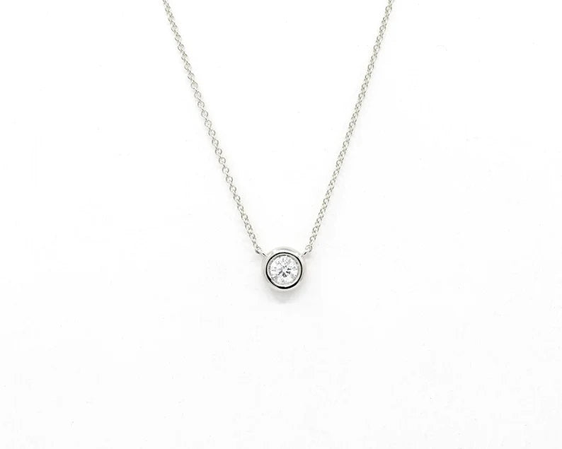 14K 0.20CT DIAMOND (G COLOR) BEZEL NECKLACE