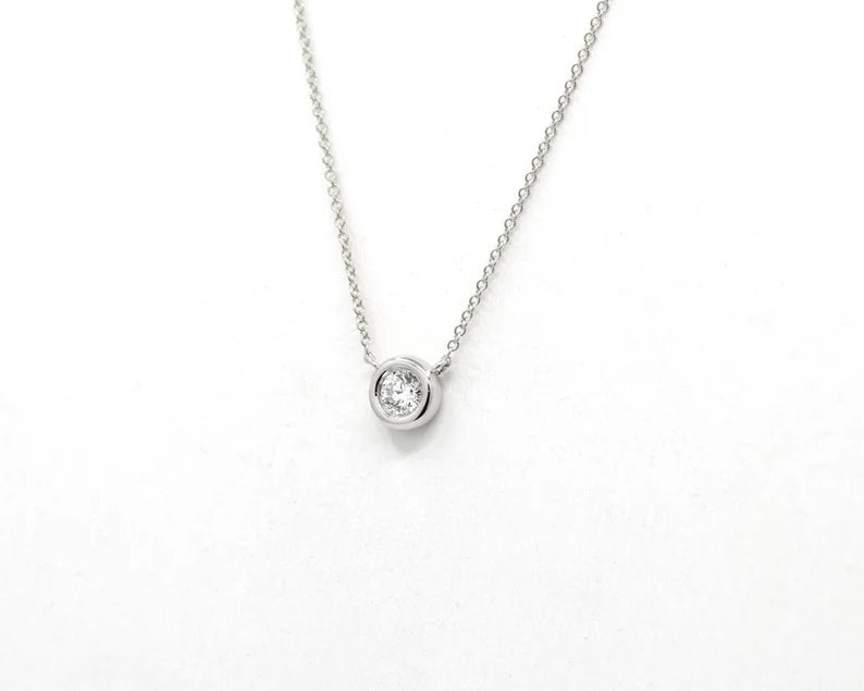 14K 0.20CT DIAMOND (G COLOR) BEZEL NECKLACE