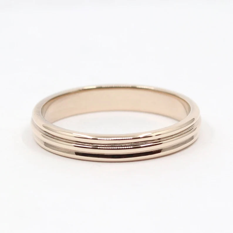 14K 3MM 3 VERTICAL STRIPE BAND