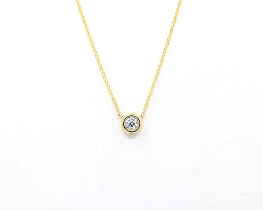 14K 0.20CT DIAMOND (G COLOR) BEZEL NECKLACE