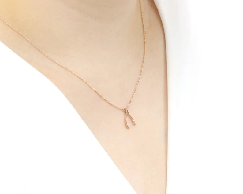 14K WISHBONE NECKLACE