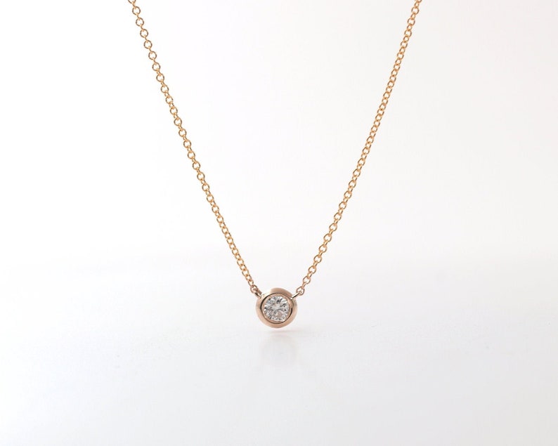 14K 0.08CT DIAMOND BEZEL NECKLACE